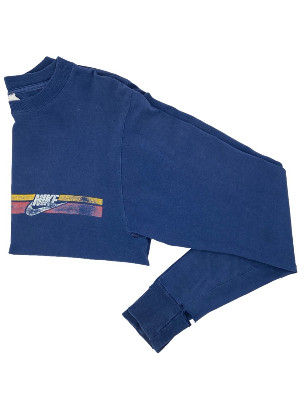 VINTAGE NIKE SPORTSWEAR BLUE LONG SLEEVE T-SHIRT RETRO LOGO PRINT MEDIUM